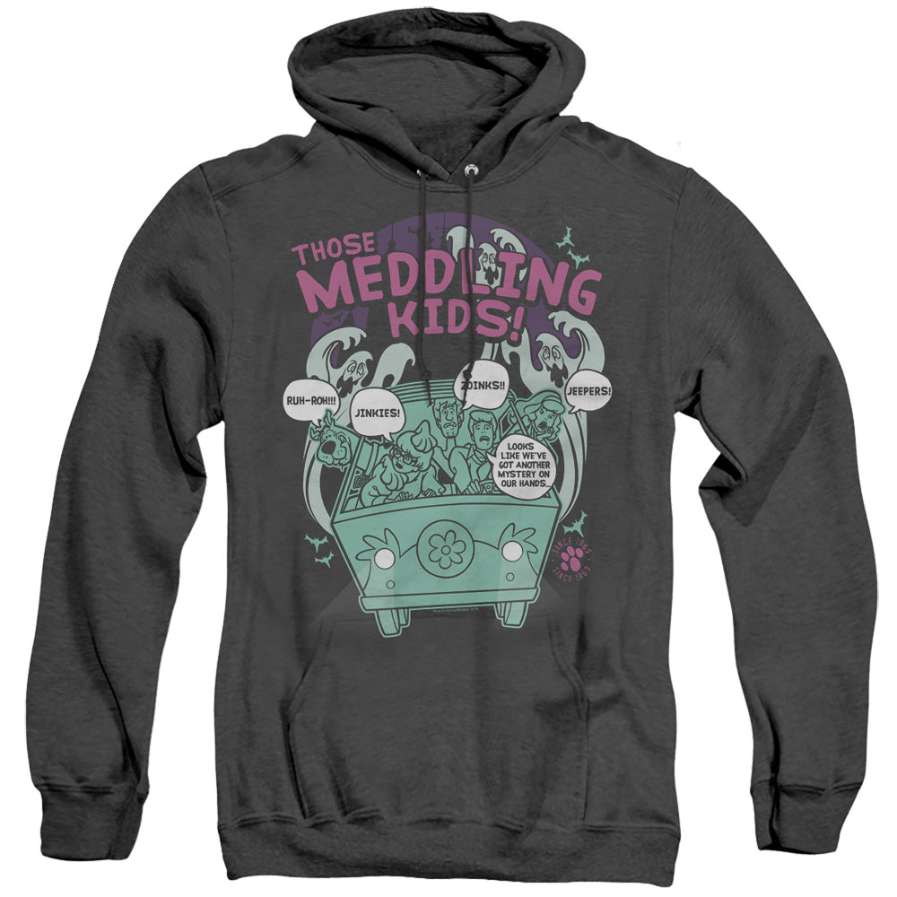 SCOOBY DOO/MEDDLING SINCE 1969 - ADULT HEATHER HOODIE - BLACK