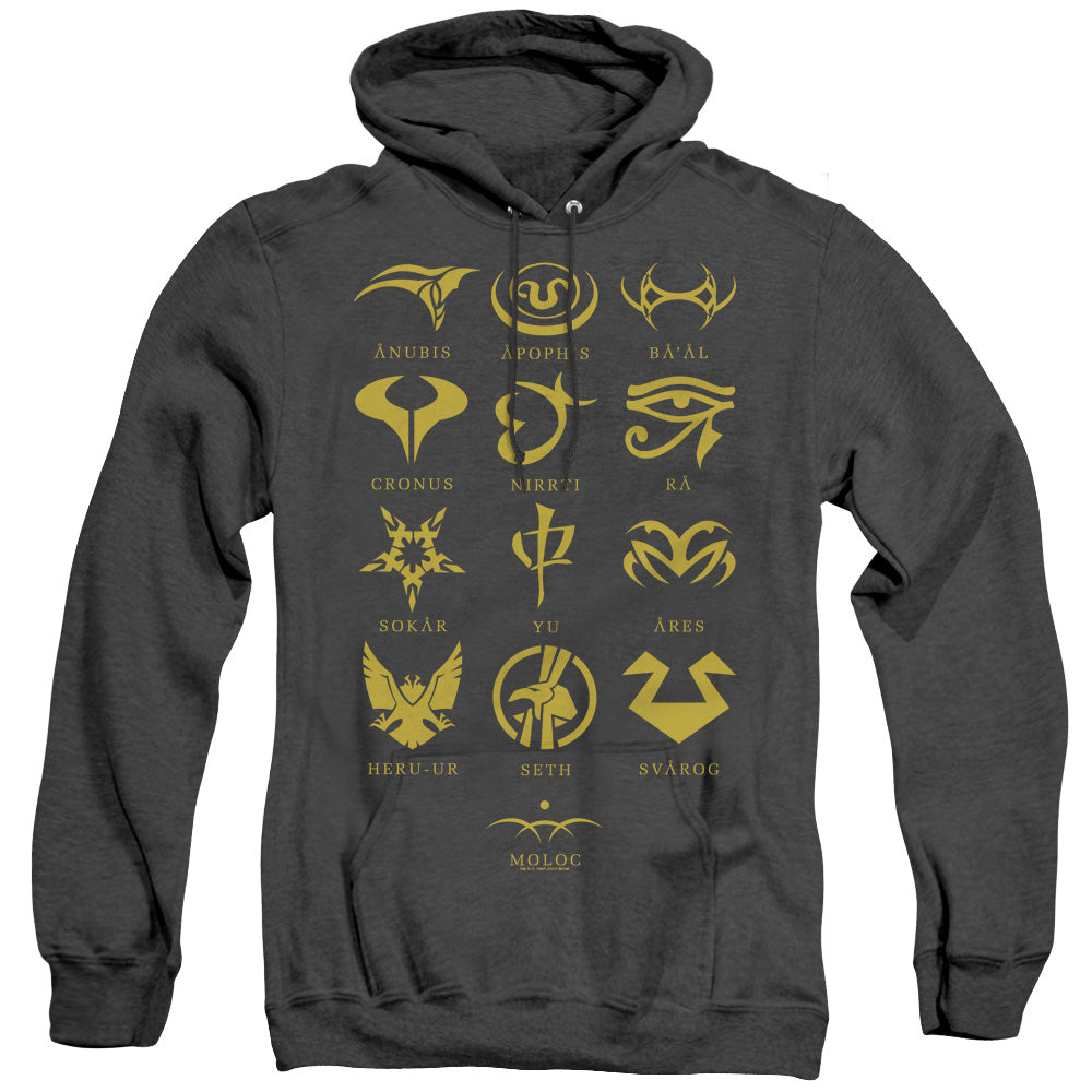SG1/GOAULD CHARACTERS - ADULT HEATHER HOODIE - BLACK