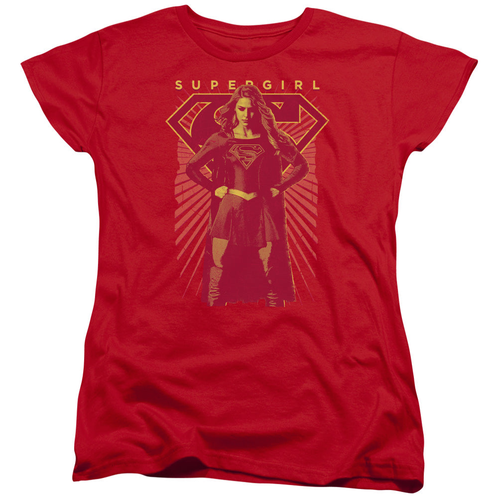 SUPERGIRL/READY SET - S/S WOMENS TEE - RED