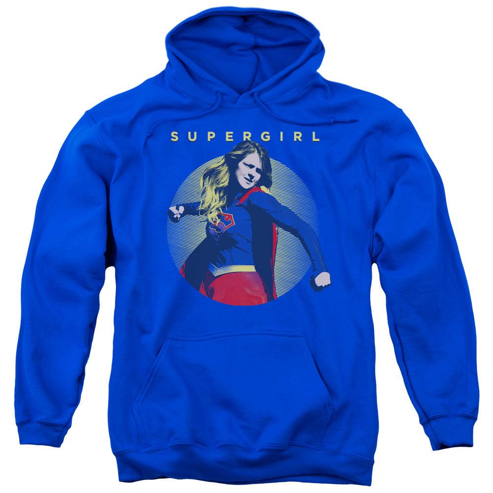SUPERGIRL/CLASSIC HERO - ADULT PULLOVER HOODIE - ROYAL BLUE