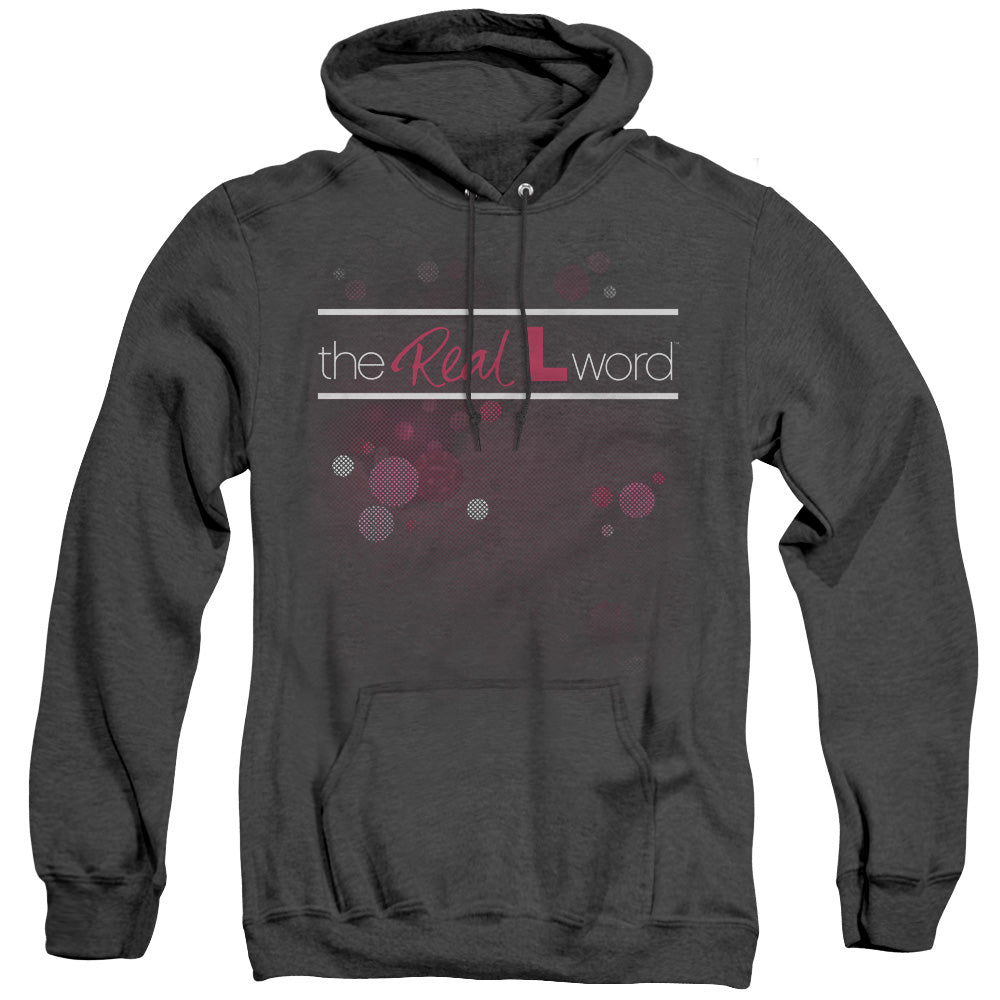 REAL L WORD/FLASHY LOGO - ADULT HEATHER HOODIE - BLACK