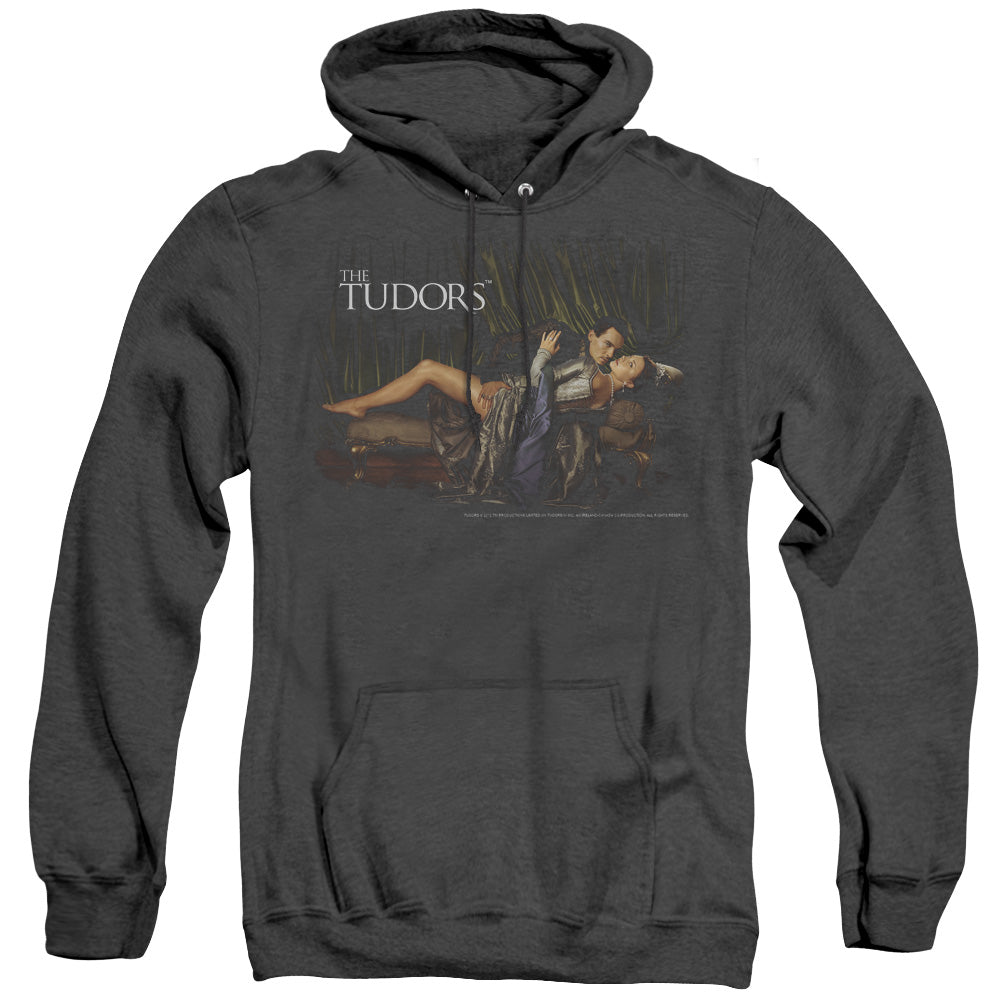 TUDORS/THE KING AND HIS QUEEN - ADULT HEATHER HOODIE - BLACK