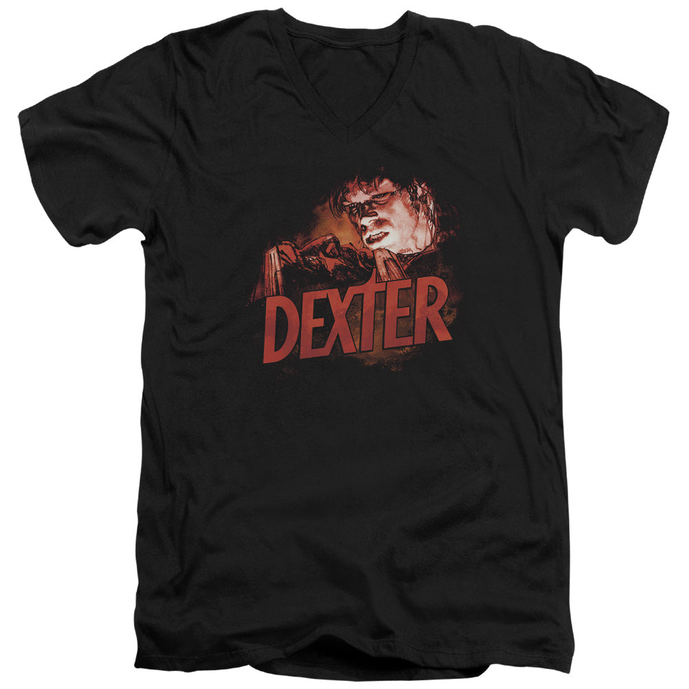 DEXTER/DRAWING - S/S ADULT V-NECK 30/1 - BLACK