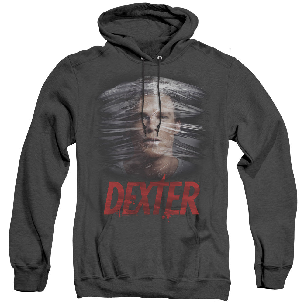 DEXTER/PLASTIC WRAP - ADULT HEATHER HOODIE - BLACK