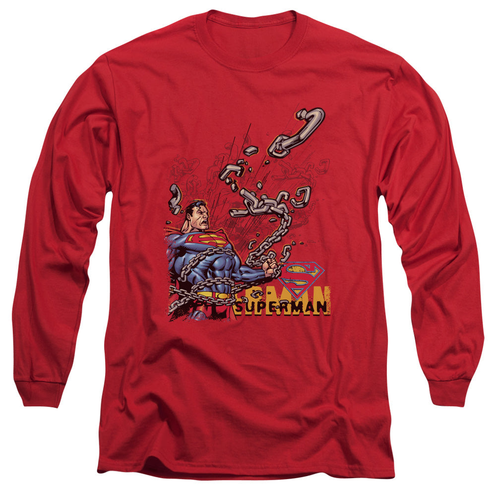 SUPERMAN/BREAKING CHAINS - L/S ADULT 18/1 - RED
