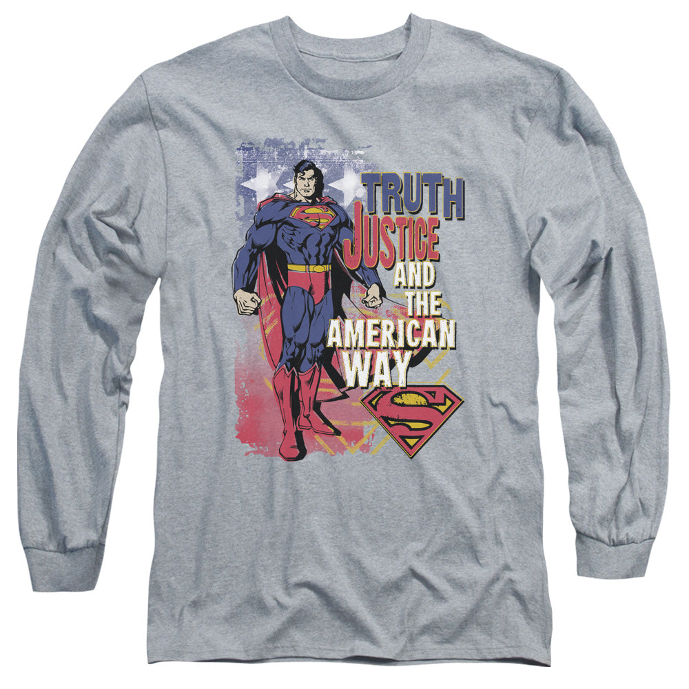 SUPERMAN/TRUTH JUSTICE -  L/S ADULT 18/1  - ATHLETIC HEATHER