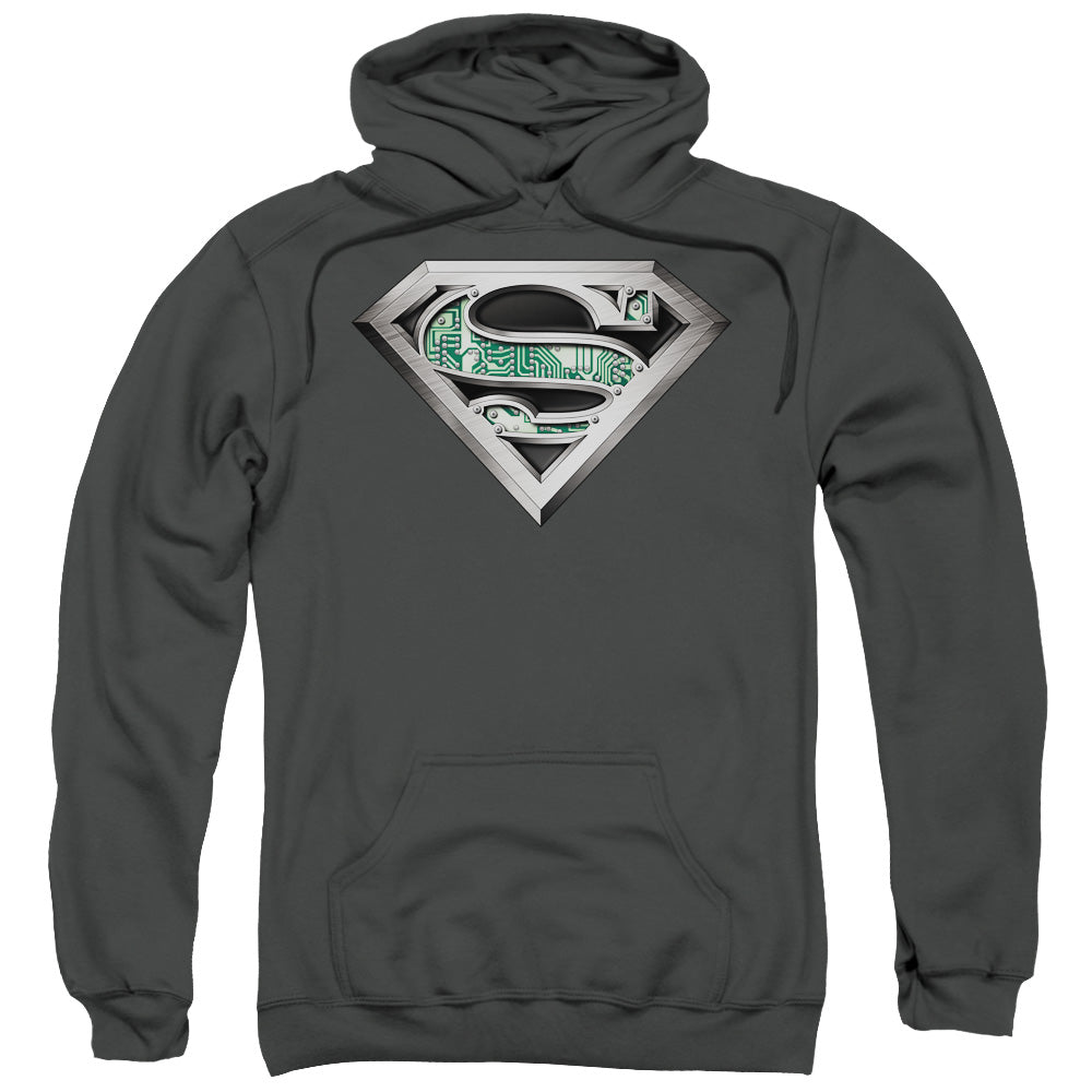 SUPERMAN/CIRCUITRY LOGO - ADULT PULLOVER HOODIE - CHARCOAL