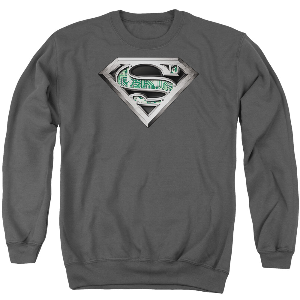 SUPERMAN/CIRCUITRY LOGO - ADULT CREWNECK SWEATSHIRT - CHARCOAL