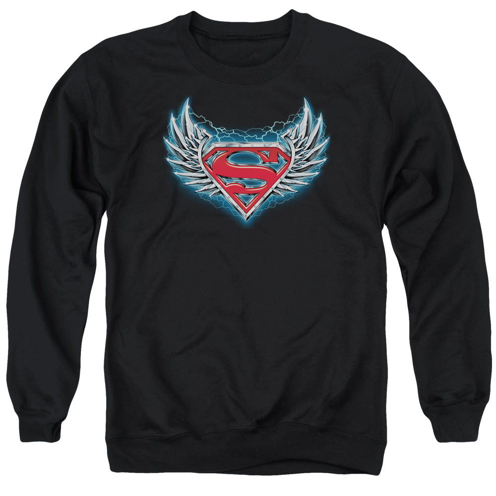 SUPERMAN/STEEL WINGS LOGO - ADULT CREWNECK SWEATSHIRT - BLACK