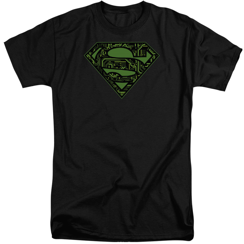 SUPERMAN/CIRCUITS SHIELD - S/S ADULT TALL 18/1 - BLACK