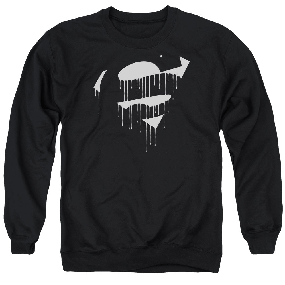 SUPERMAN/DRIPPING SHIELD - ADULT CREWNECK SWEATSHIRT - BLACK