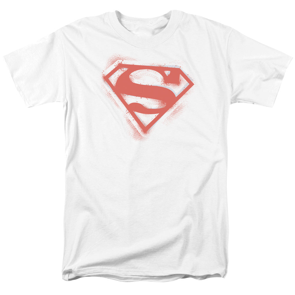 SUPERMAN/SPRAY PAINT SHIELD - S/S ADULT 18/1 - WHITE