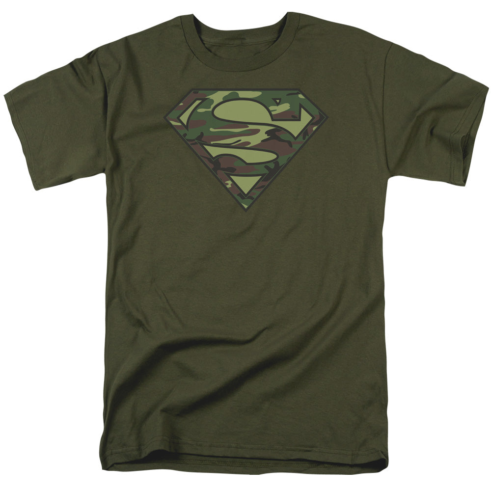 SUPERMAN/CAMO LOGO - S/S ADULT 18/1 - MILITARY GREEN