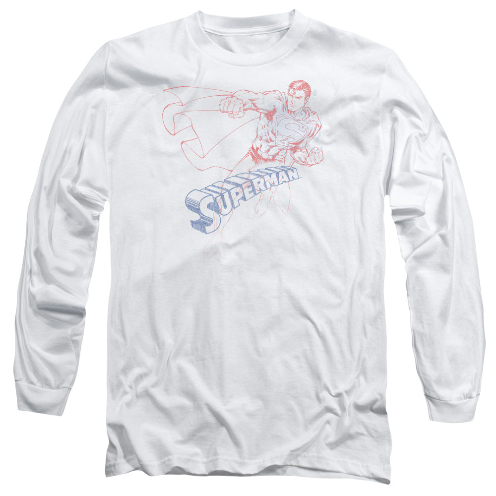SUPERMAN/SKETCH - L/S ADULT 18/1 - WHITE