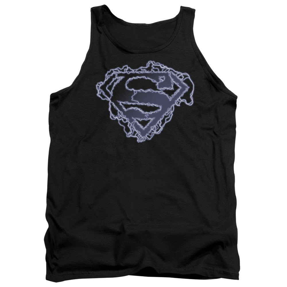 SUPERMAN/ELECTRIC SUPES SHIELD - ADULT TANK - BLACK