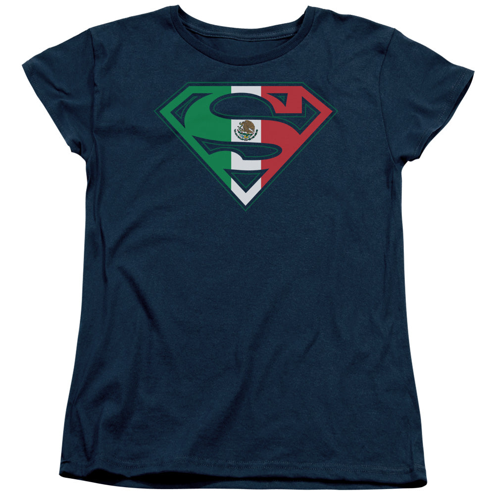 SUPERMAN/MEXICAN SHIELD - S/S WOMENS TEE - NAVY