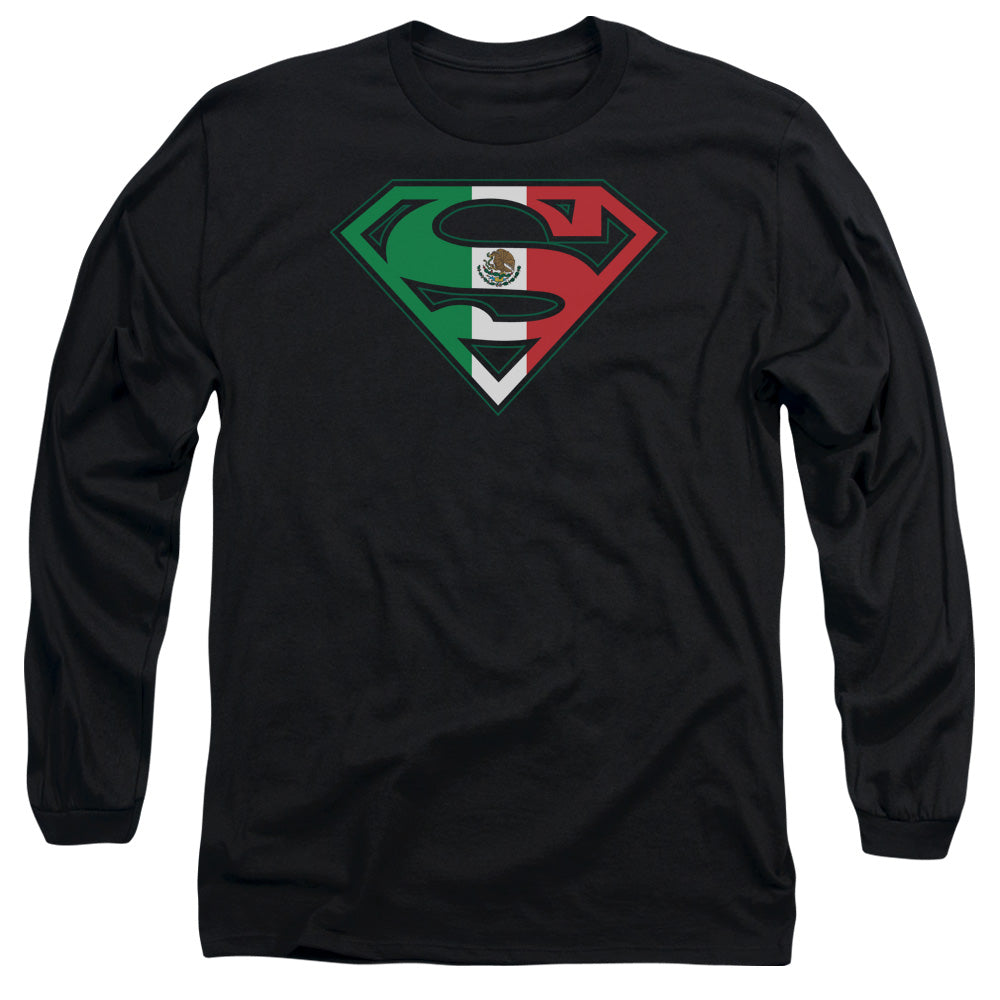 SUPERMAN/MEXICAN FLAG SHIELD -  L/S ADULT 18/1  - BLACK