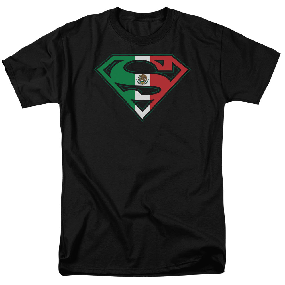SUPERMAN/MEXICAN FLAG SHIELD - S/S ADULT 18/1  -  BLACK