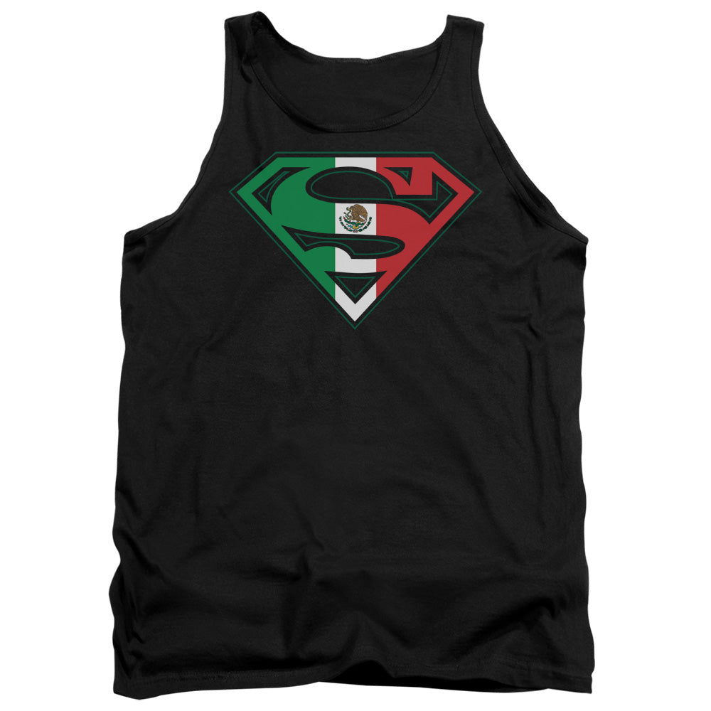 SUPERMAN/MEXICAN FLAG SHIELD - ADULT TANK - BLACK