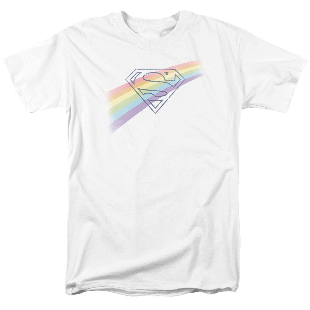 SUPERMAN/DISTRESSED OUTLINE - S/S ADULT 18/1  -  WHITE