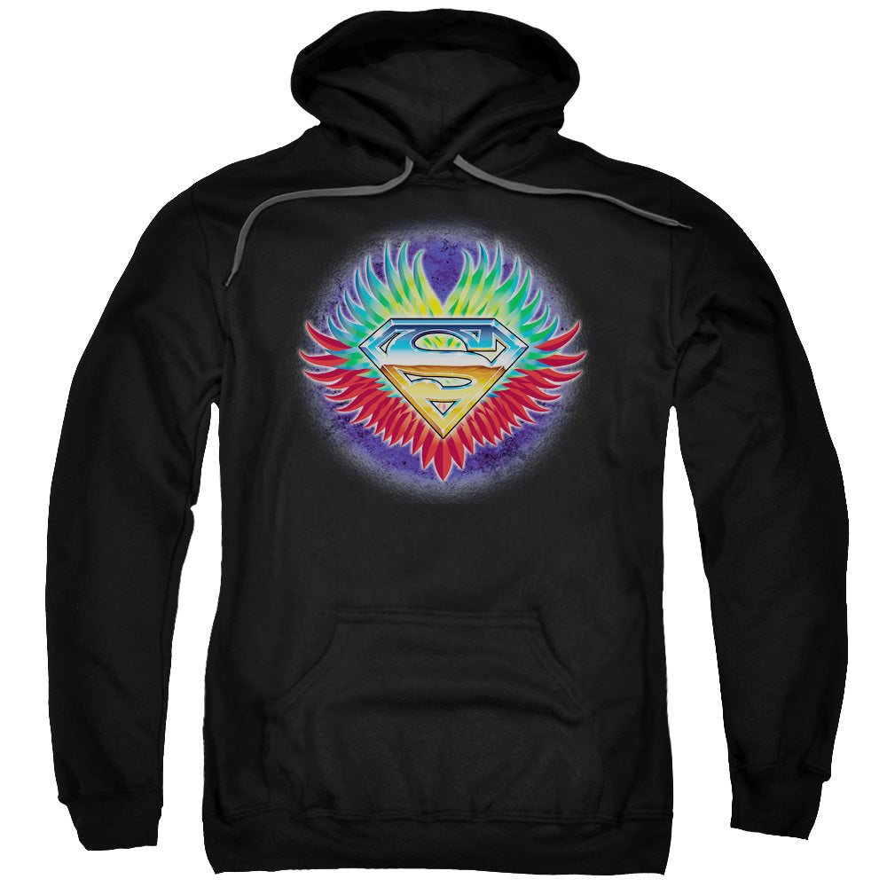 SUPERMAN/DON'T STOP BELIEVING - ADULT PULLOVER HOODIE - BLACK