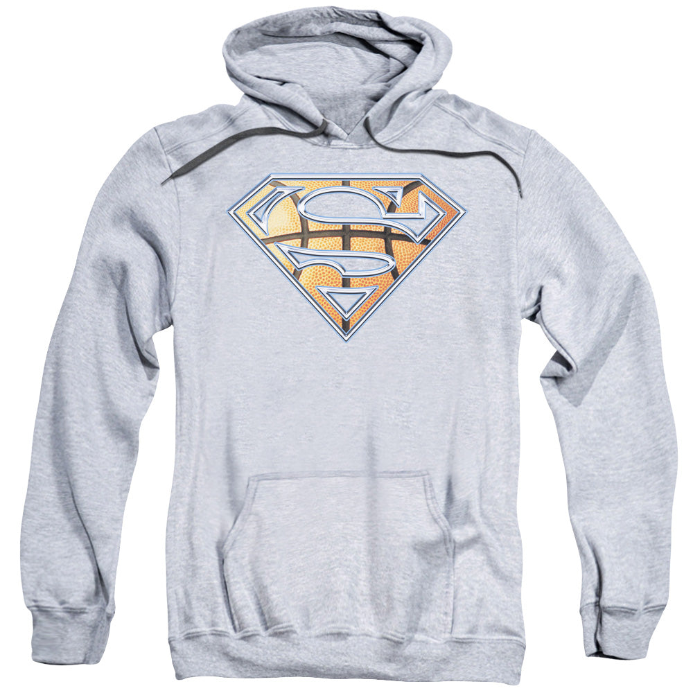 SUPERMAN/BASKETBALL SHIELD - ADULT PULLOVER HOODIE - ATHLETIC HEATHER