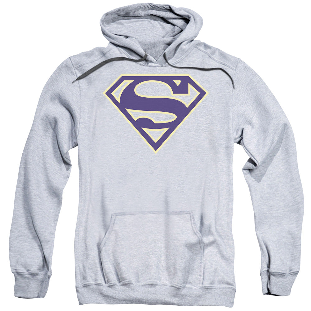 SUPERMAN/NAVY & GOLD SHIELD - ADULT PULLOVER HOODIE - ATHLETIC HEATHER