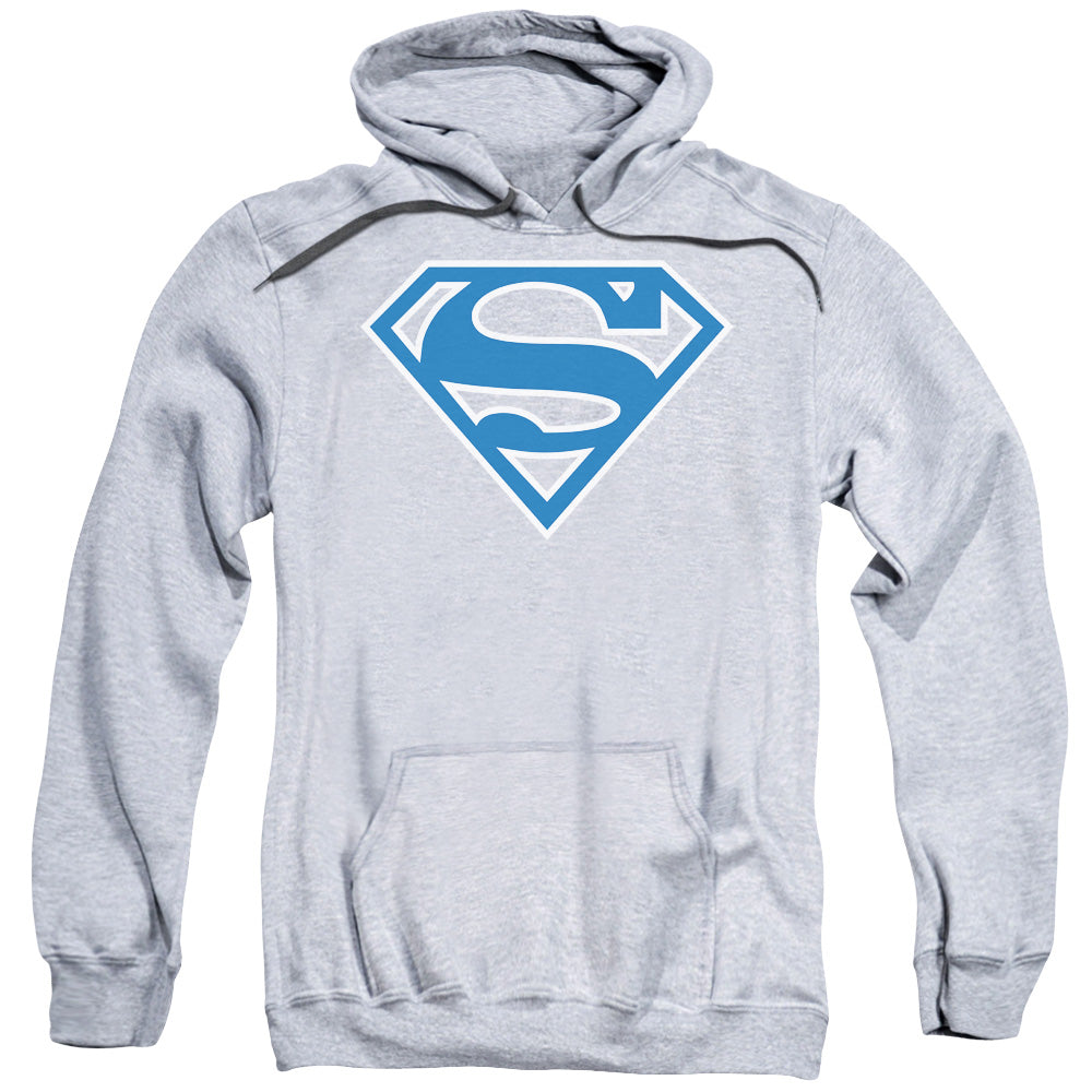 SUPERMAN/BLUE & WHITE SHIELD - ADULT PULLOVER HOODIE - ATHLETIC HEATHER