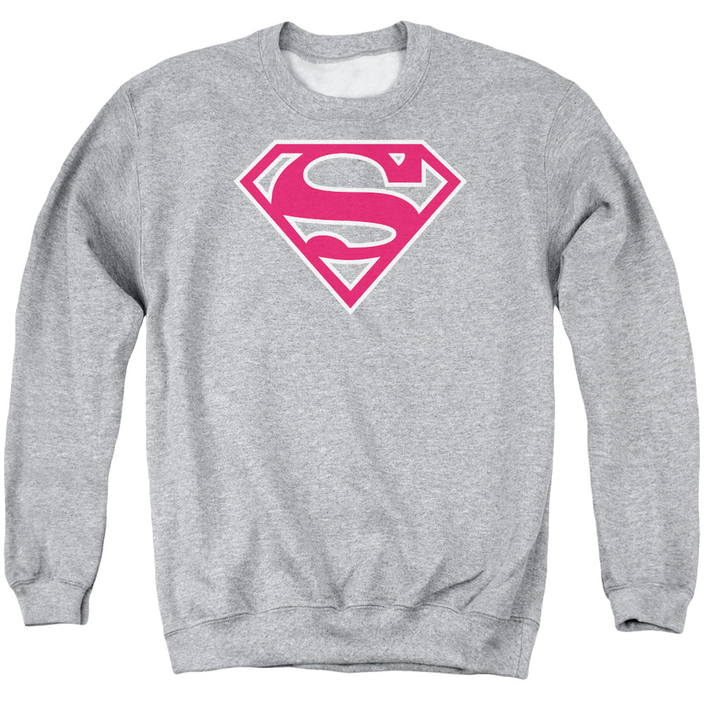 SUPERMAN/RED & WHITE SHIELD - ADULT CREWNECK SWEATSHIRT - ATHLETIC HEATHER