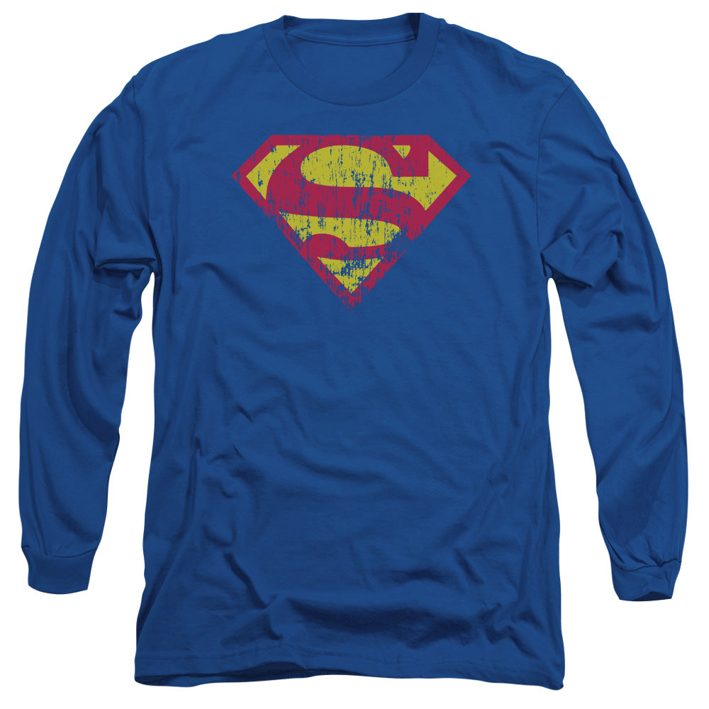 SUPERMAN/CLASSIC LOGO DISTRESSED - L/S ADULT 18/1 - ROYAL BLUE