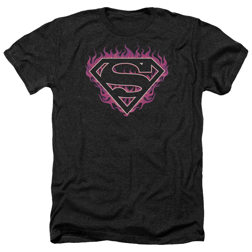 SUPERMAN/FUCHSIA FLAMES - ADULT HEATHER - BLACK