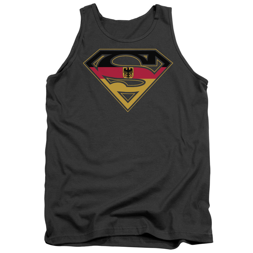 SUPERMAN/GERMAN SHIELD - ADULT TANK - CHARCOAL