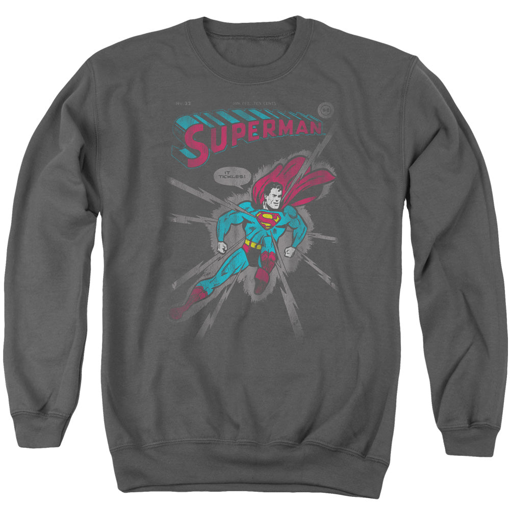 SUPERMAN/IT TICKLES - ADULT CREWNECK SWEATSHIRT - CHARCOAL
