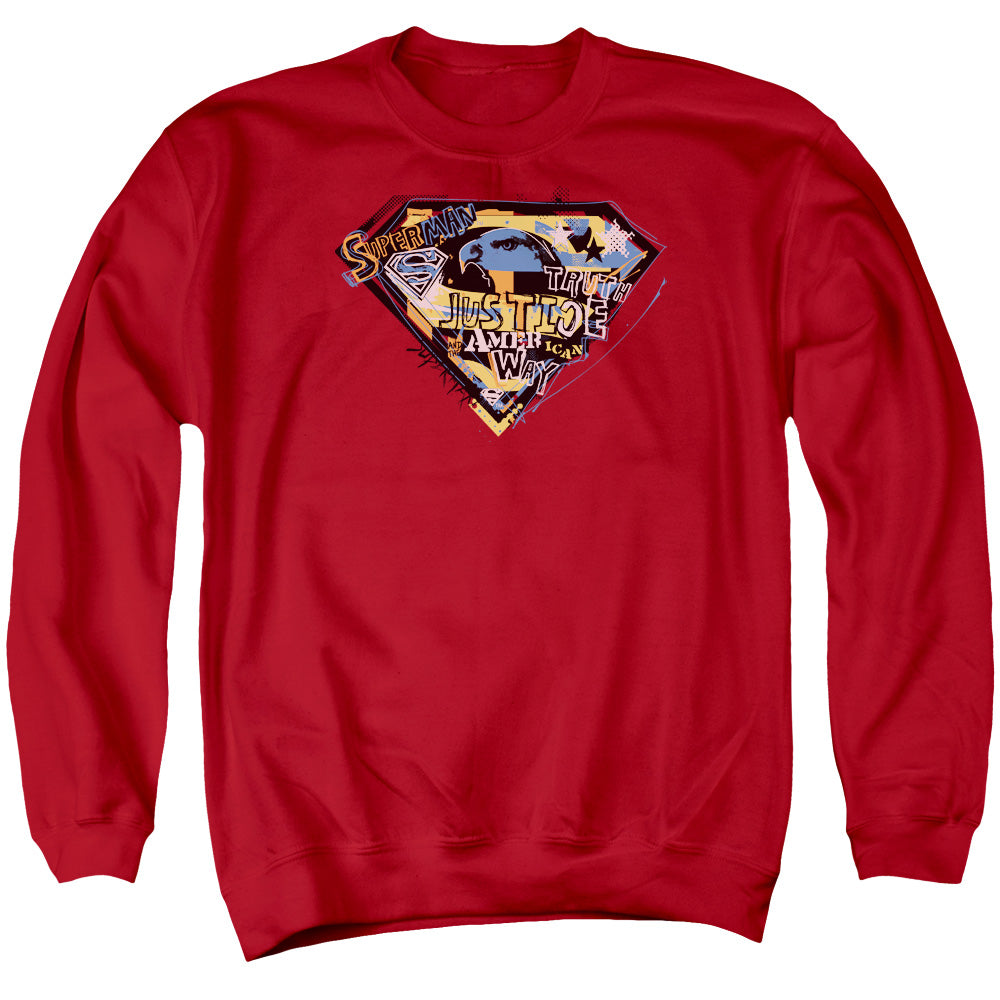 SUPERMAN/AMERICAN WAY - ADULT CREWNECK SWEATSHIRT - RED