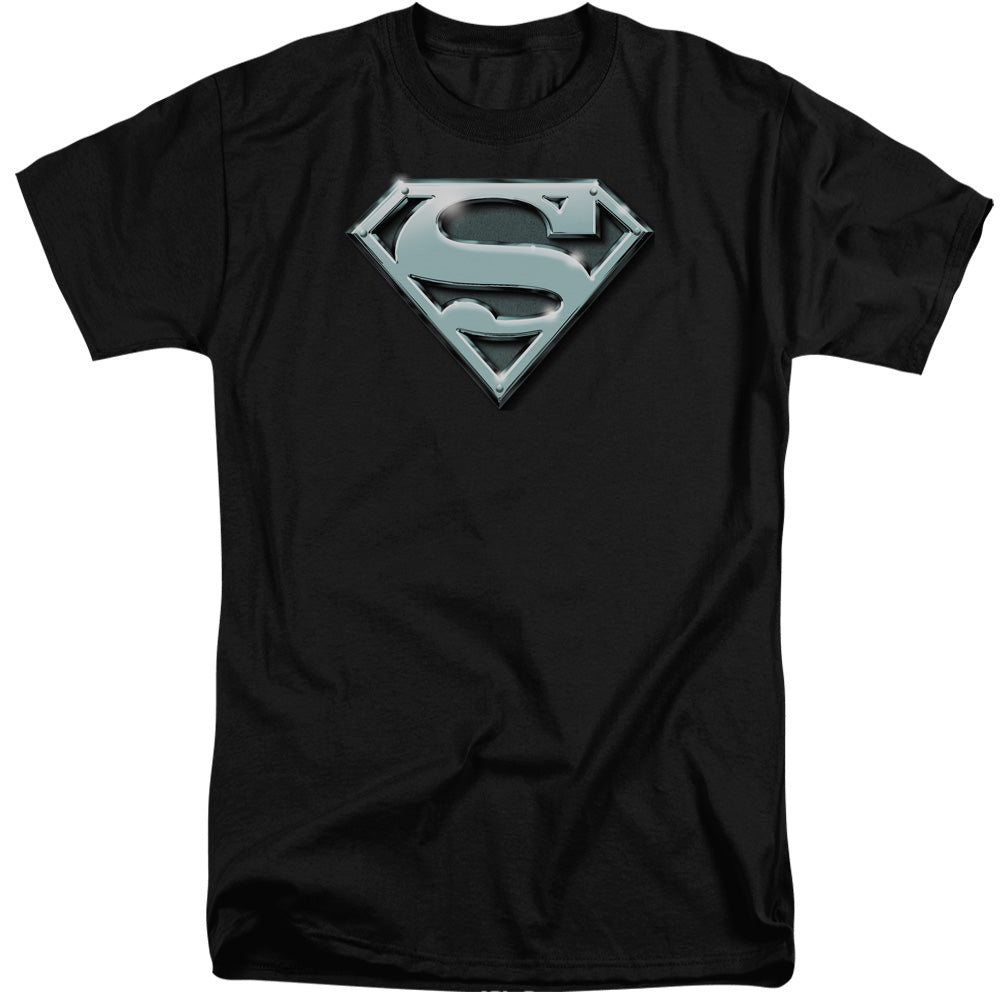 SUPERMAN/CHROME SHIELD - S/S ADULT TALL 18/1 - BLACK