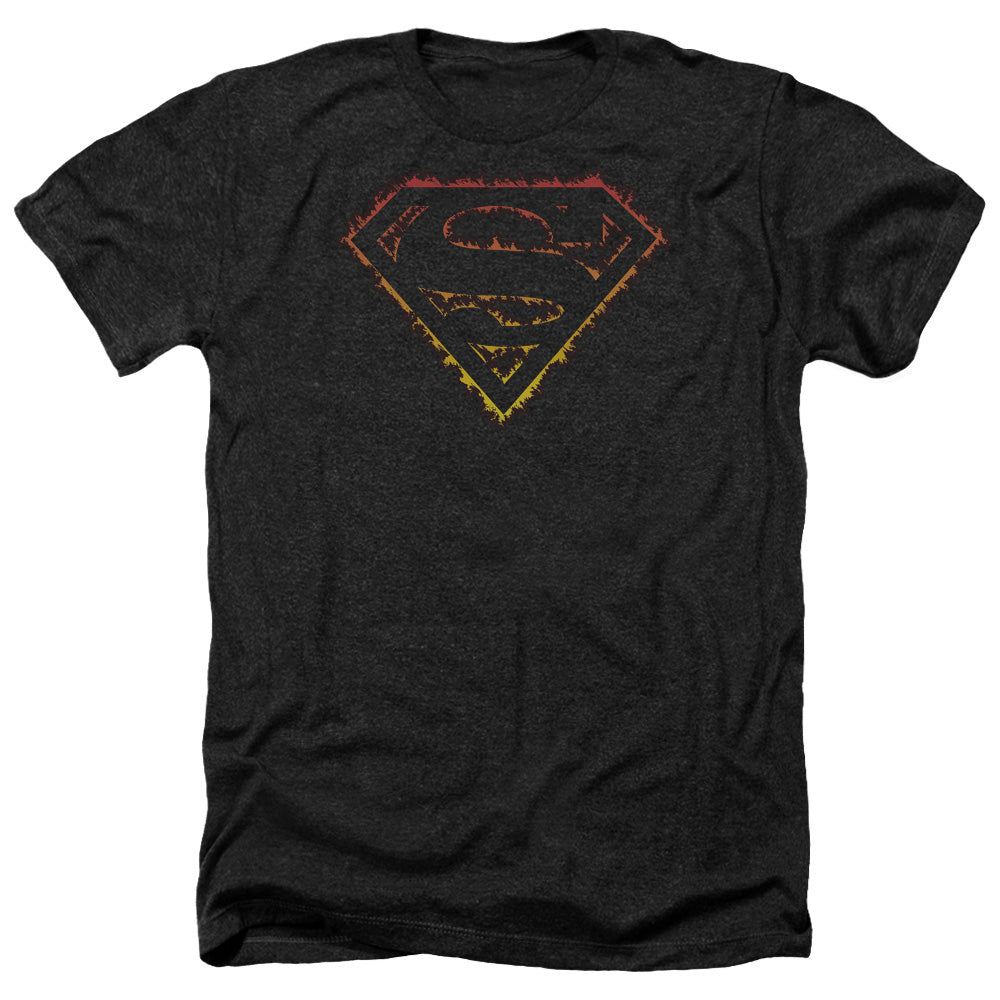 SUPERMAN/FLAME OUTLINED LOGO - ADULT HEATHER - BLACK