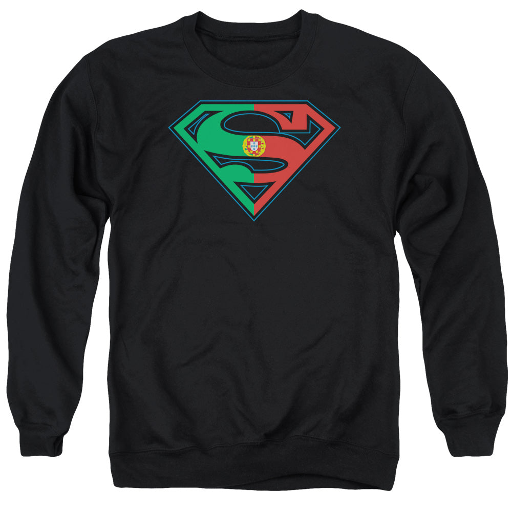 SUPERMAN/PORTUGAL SHIELD - ADULT CREWNECK SWEATSHIRT - BLACK