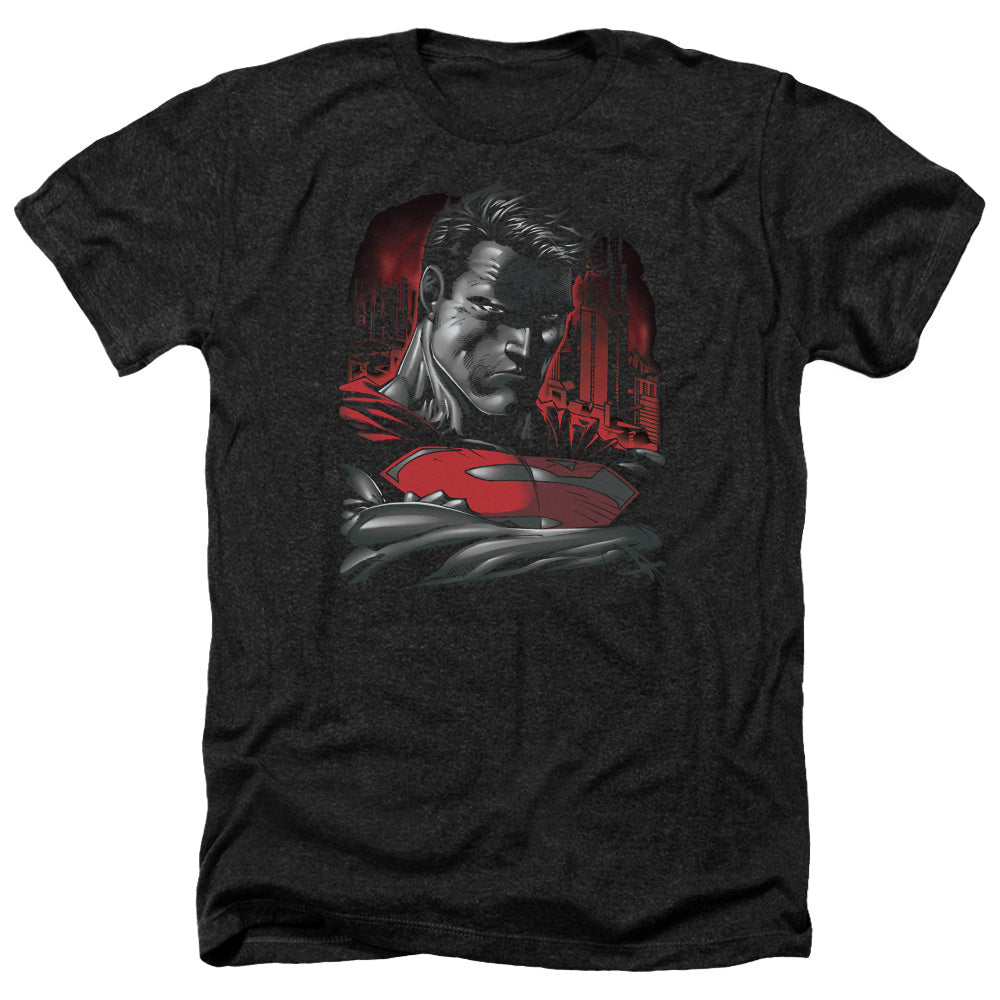SUPERMAN/MAN OF STEEL - ADULT HEATHER - BLACK
