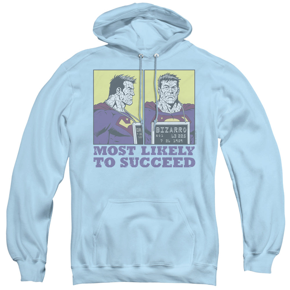 SUPERMAN/MOST LIKELY - ADULT PULLOVER HOODIE - LIGHT BLUE