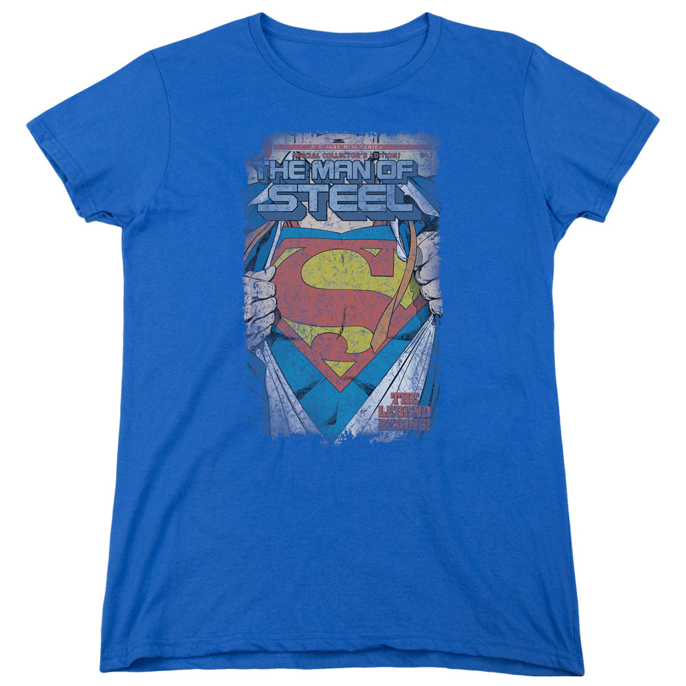 SUPERMAN/LEGENDARY - S/S WOMENS TEE - ROYAL BLUE
