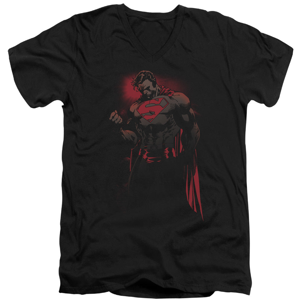 SUPERMAN/RED SON - S/S ADULT V-NECK 30/1 - BLACK