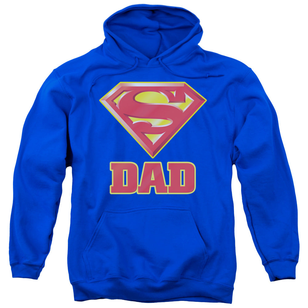 SUPERMAN/SUPER DAD - ADULT PULLOVER HOODIE - ROYAL BLUE