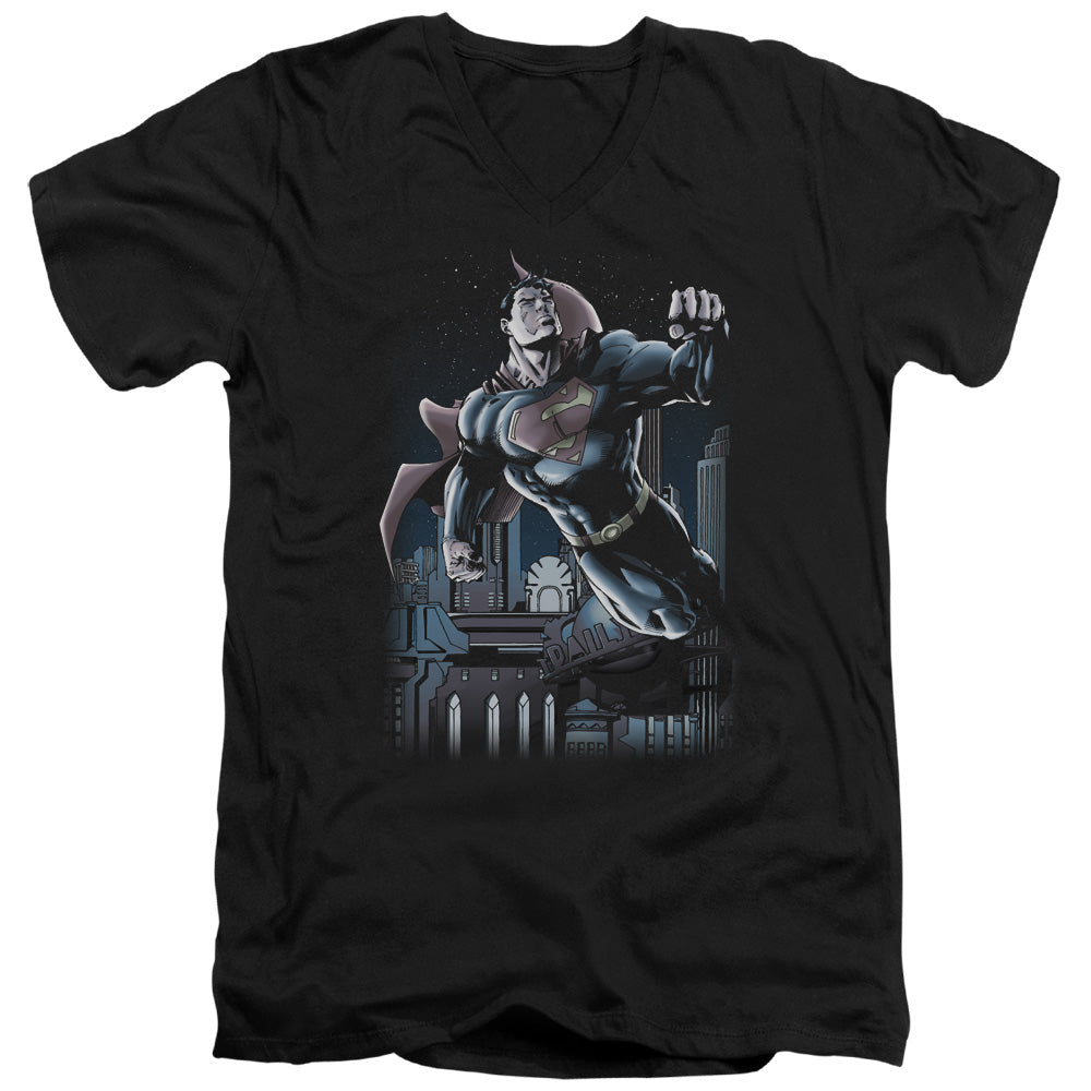 SUPERMAN/NIGHT FIGHT - S/S ADULT V-NECK 30/1 - BLACK