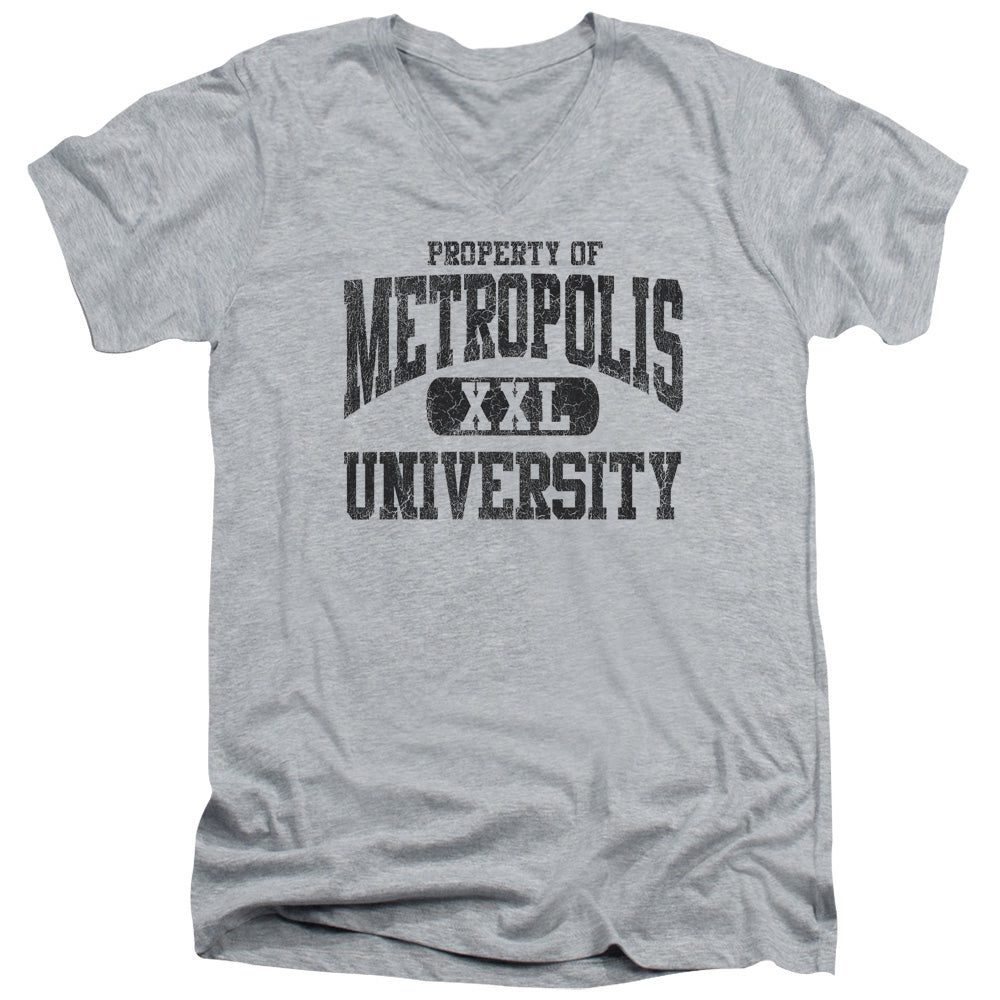 SUPERMAN/PROPERTY OF MU - S/S ADULT V-NECK 30/1 - ATHLETIC HEATHER