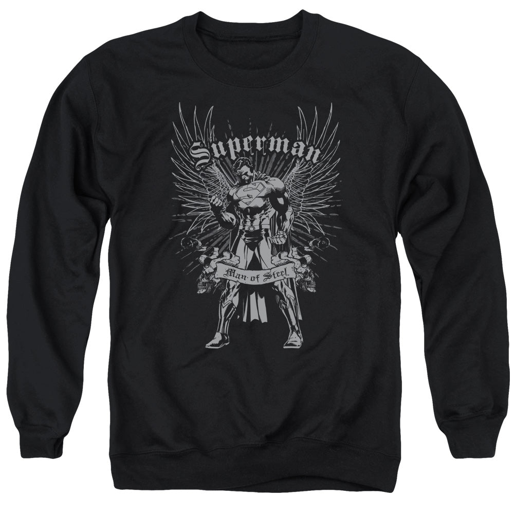 SUPERMAN/STEEL - ADULT CREWNECK SWEATSHIRT - BLACK