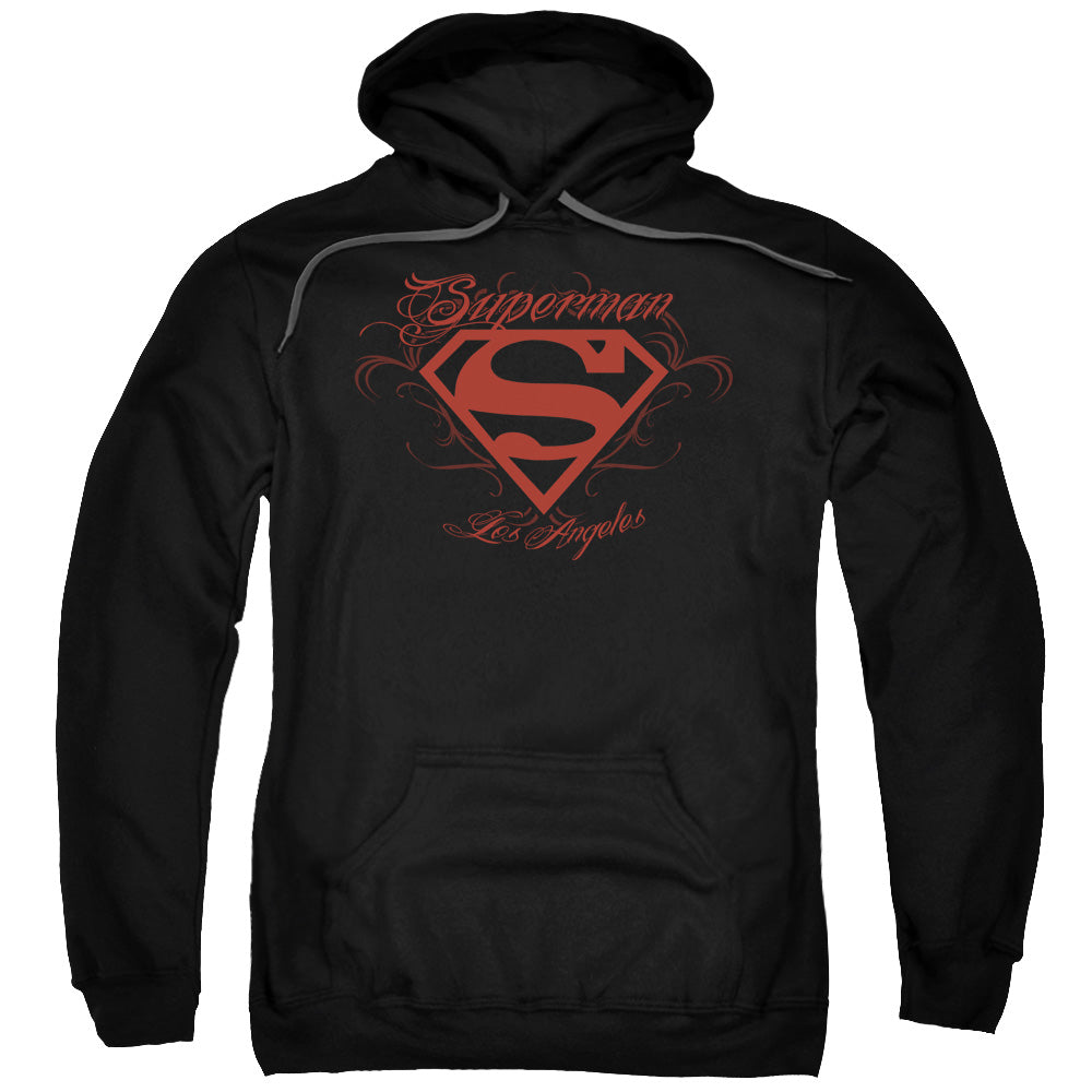 SUPERMAN/LA - ADULT PULLOVER HOODIE - BLACK