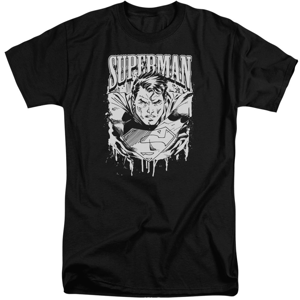 SUPERMAN/SUPER METAL - S/S ADULT TALL 18/1 - BLACK