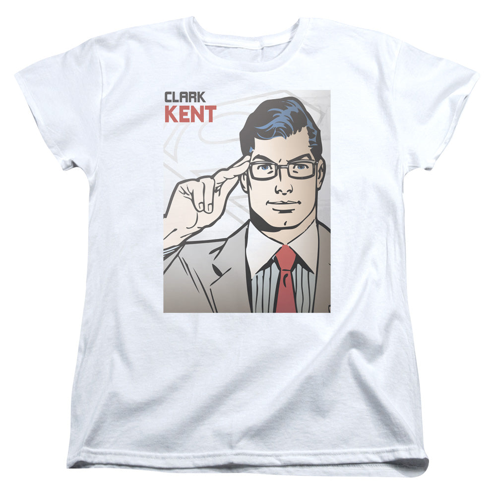 SUPERMAN(DC)/CLARK KENT COVER - S/S WOMENS TEE - WHITE
