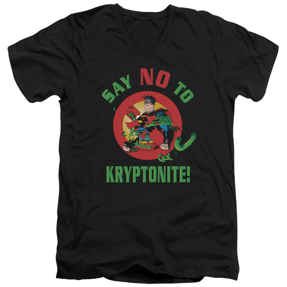 SUPERMAN/SAY NO TO KRYPTONITE - S/S ADULT V-NECK 30/1 - BLACK