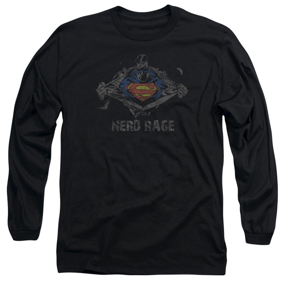SUPERMAN/NERD RAGE - L/S ADULT 18/1 - BLACK